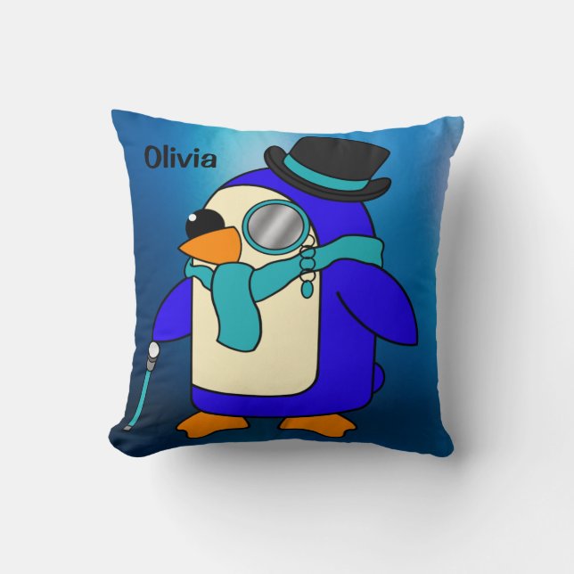 Cojín Decorativo Cuidado personalizado pingüino helado (Anverso)