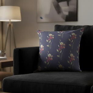 Cojín Decorativo Cuidado Whimsical acuarela Patrón floral Azul