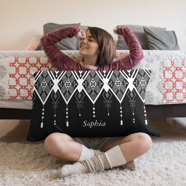 Cojín Decorativo Cuidados Nativos Estadounidenses De Blanco Y Negro (Subido por el creador)