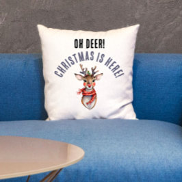 Cojín Decorativo Cuidados Navidades rojos Rudolph Reindeer Watercol