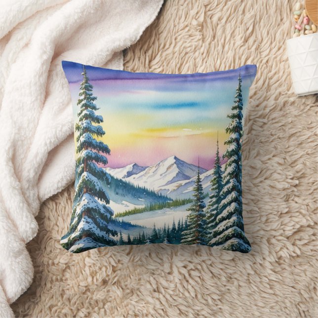 Cojín Decorativo Cuidados pinos navideños Arcoiris feriado (Manta)