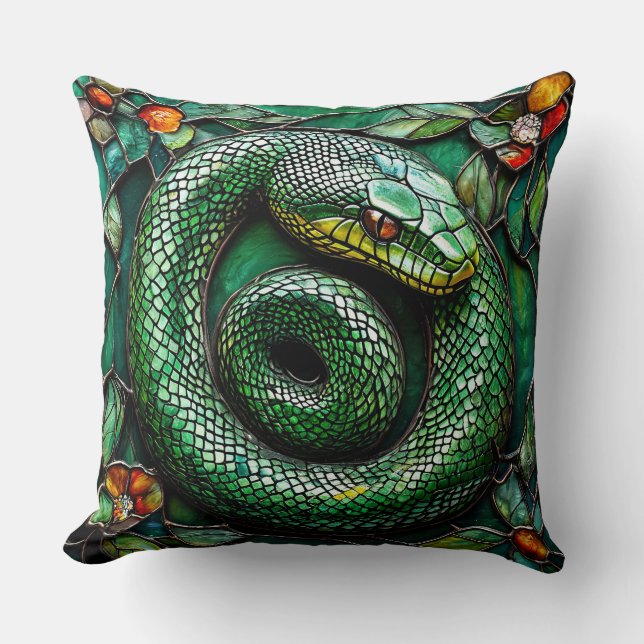 Cojín Decorativo Culebra verde (Anverso)