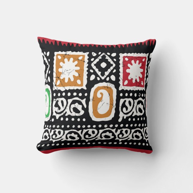 Cojín Decorativo Cultura india: Diseño de arte tradicional (Anverso)