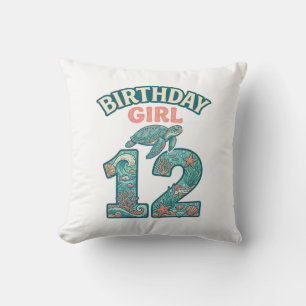 Cojín Decorativo Cumpleañera 12 Tortuga Marina Camiseta Vintage Océ