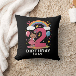 Cojín Decorativo Cumpleañera de Dos Años Niña Linda Cumpleaños 2º