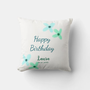 Cojín Decorativo Cumpleaños 1er bebé niños agregar nombre azul verd
