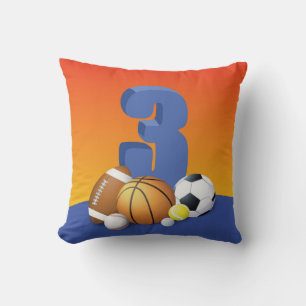 Cojín Decorativo Cumpleaños 3º Deportes Pelotas Niño