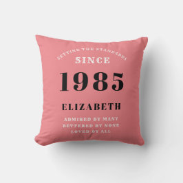 Cojín Decorativo Cumpleaños 40 1985 Rosa Femenina Elegante Chic