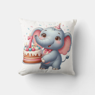 Cojín Decorativo Cumpleaños 7 de elefante lindo
