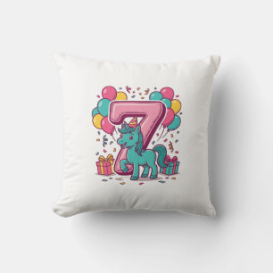 Cojín Decorativo Cumpleaños 7 del caballo Diseño de pony lindo vect