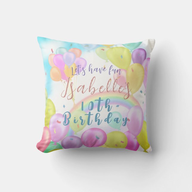 Cojín Decorativo Cumpleaños de Balloon Pastel (Anverso)