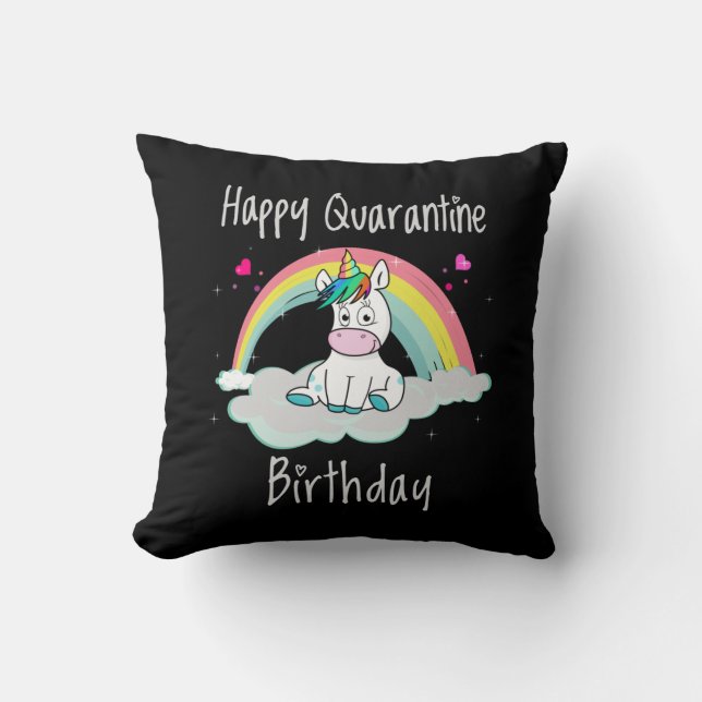Cojín Decorativo Cumpleaños de Cuarentena Unicornio arcoíris (Anverso)