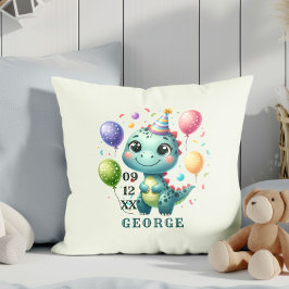 Cojín Decorativo Cumpleaños de Dinosur Adorable