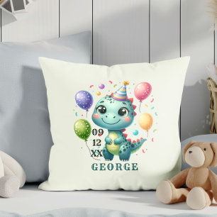 Cojín Decorativo Cumpleaños de Dinosur Adorable