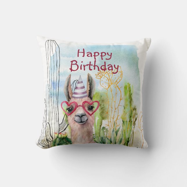 Cojín Decorativo Cumpleaños de la llamada cute (Anverso)