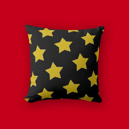 Cojín Decorativo Cumpleaños De Las Estrellas De Oro/Amarillo Y Negr