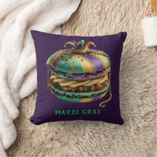 Cojín Decorativo Cumpleaños de Macarón Real del Mardi Gras