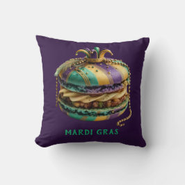 Cojín Decorativo Cumpleaños de Macarón Real del Mardi Gras