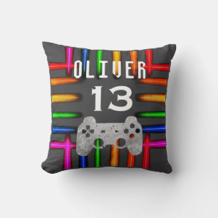 Cojín Decorativo Cumpleaños de neón del controlador de videojuegos