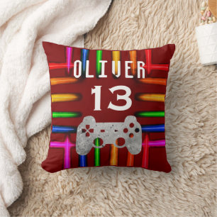Cojín Decorativo Cumpleaños de neón del controlador de videojuegos