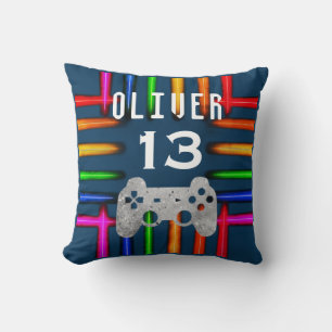 Cojín Decorativo Cumpleaños de neón del controlador de videojuegos