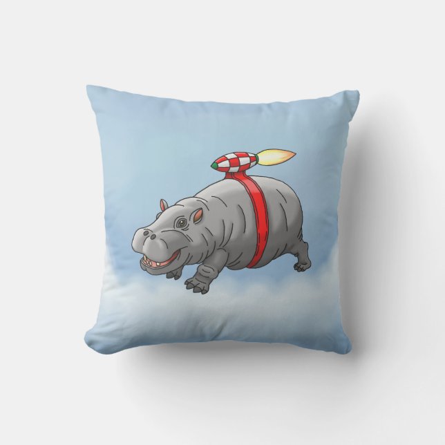 Cojín Decorativo Cumpleaños de Rocket Hippo (Anverso)