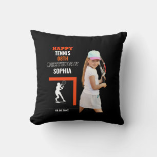 Cojín Decorativo Cumpleaños de tenis, fondos para chica jugadora de