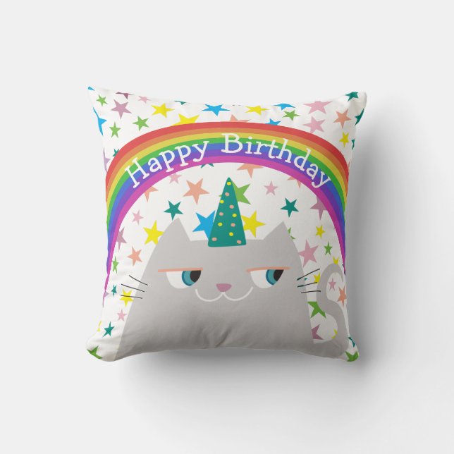 Cojín Decorativo Cumpleaños de Unicornio (Anverso)