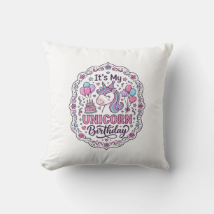 Cojín Decorativo Cumpleaños de Unicornio Reina de la Tierra de Unic