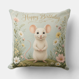 Cojín Decorativo Cumpleaños del Jardín del Ratón Suave