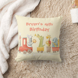 Cojín Decorativo Cumpleaños del tren de animales musicales