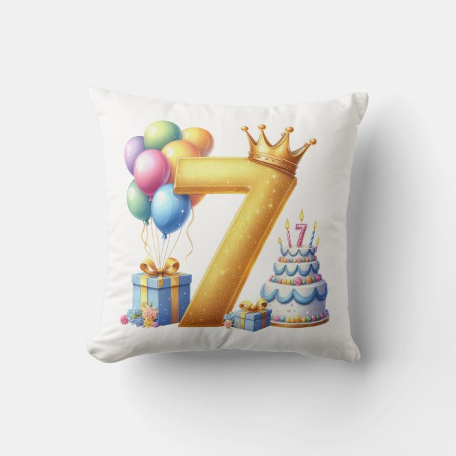 Cojín Decorativo Cumpleaños dorado 7 (Anverso)