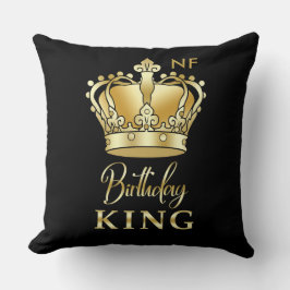 Cojín Decorativo Cumpleaños King Gold Crown Royal Monogram Luxury