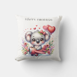 Cojín Decorativo Cumpleaños Koala Volador