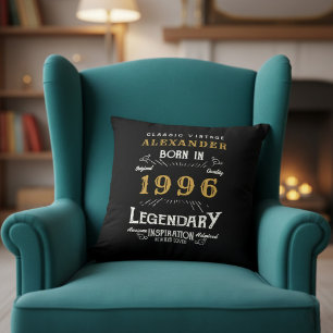 Cojín Decorativo Cumpleaños Personalizado 30 Born 1996 Leyenda Negr