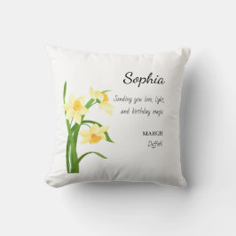 Cojín Decorativo Cumpleaños Personalizado de Narciso de Marzo