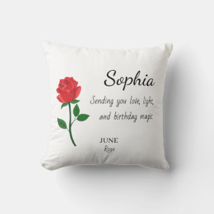 Cojín Decorativo Cumpleaños Personalizado June Rose