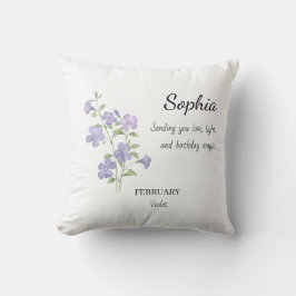Cojín Decorativo Cumpleaños Personalizado Violeta de Febrero