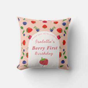 Cojín Decorativo Cumpleaños primero de Fresa Berry 