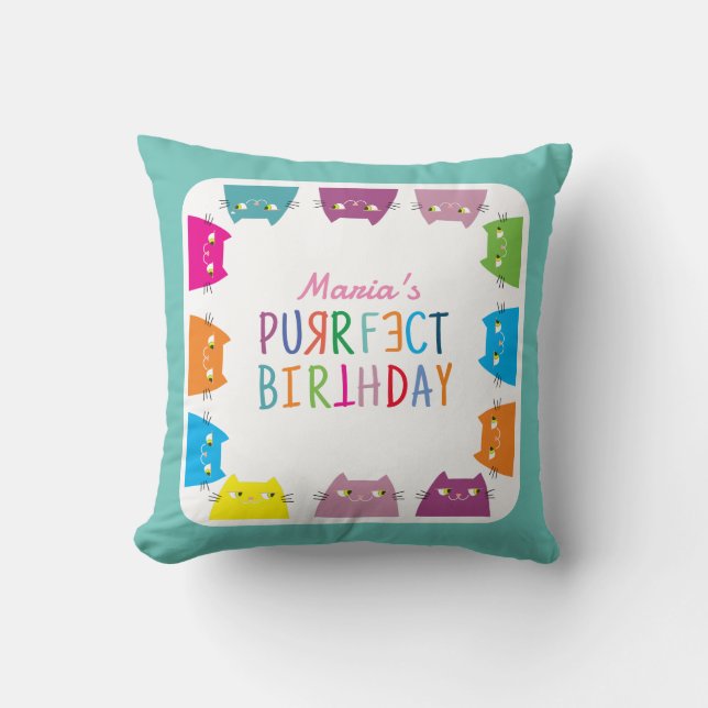 Cojín Decorativo Cumpleaños Purrfect Personalizado (Anverso)