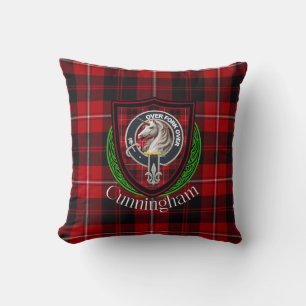 Cojín Decorativo Cunningham Scottish Clan Tartan & Escudo
