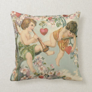 Cojín Decorativo Cupa Querubín Flautista Magnolia Corazón