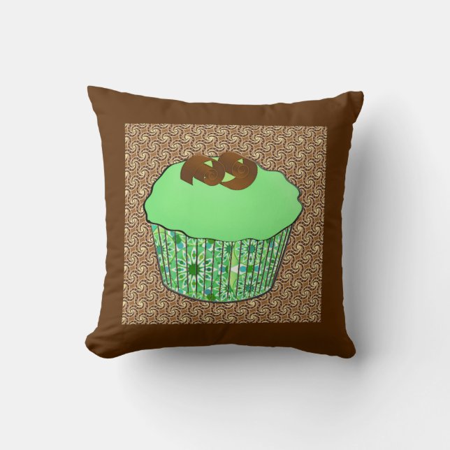 Cojín Decorativo Cupcake de Chocolate con Frosting de Menta, Fondo  (Anverso)