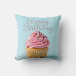 Cojín Decorativo Cupcake de Feliz Cumpleaños