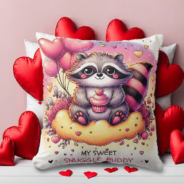 Cojín Decorativo Cupcake Heart Raccoon Valentines