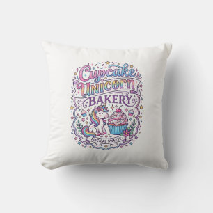 Cojín Decorativo Cupcake Unicornio Panadería de Unicornio Fondo Bla