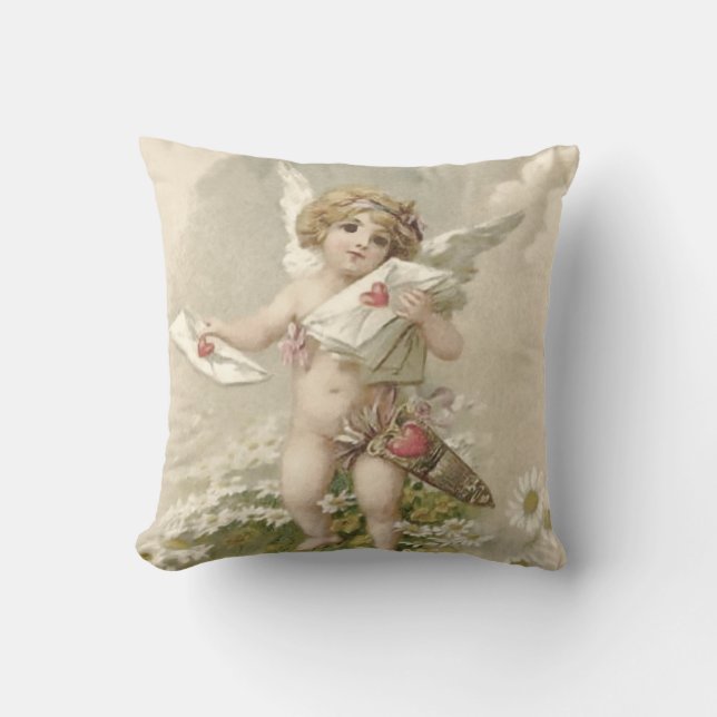 Cojín Decorativo Cupid Cherub Angel Valentine Daisy (Anverso)