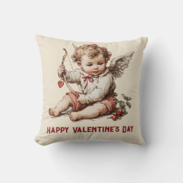 Cojín Decorativo Cupido Antiguo con Arco de Corazón