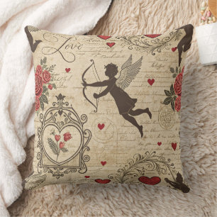 Cojín Decorativo Cupido Refinado San Valentín Ornamentado Victorian