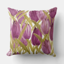 Cojín Decorativo Curar tulipanes rosados de color acuático